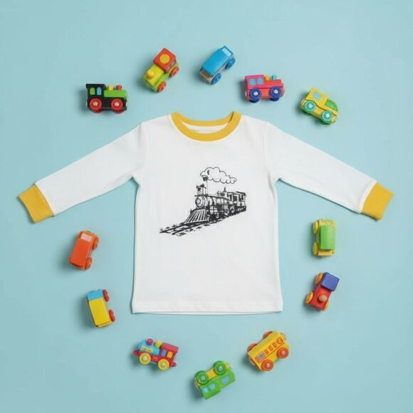 White Train Pajama Set – Soft and Playful Nightwear for Kids - Picture 4 of 4